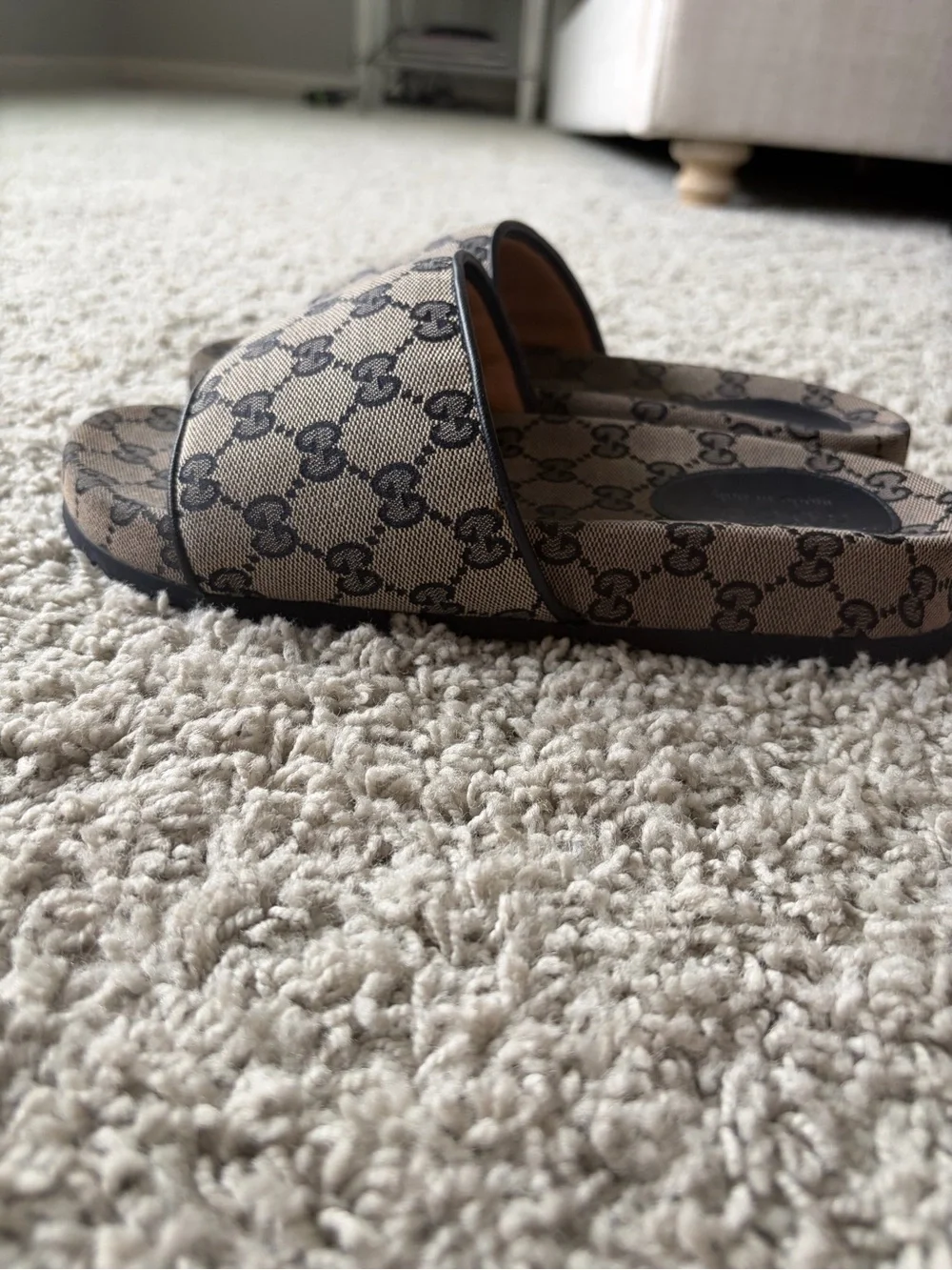 GG Supreme Monogram Slide Sandals